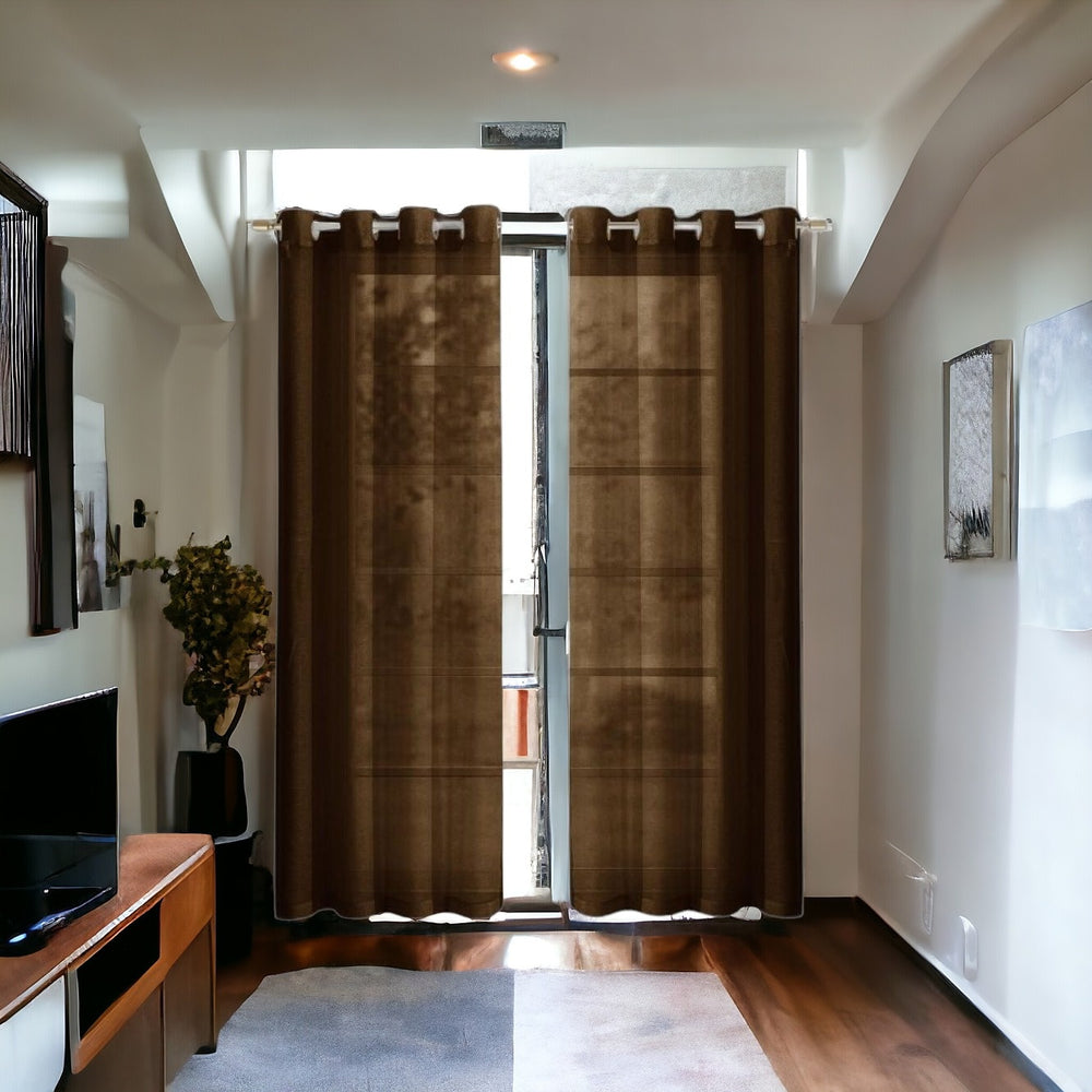 Set of Two 84" Chocolate Solid Modern Window Panels - Homeroots - Flyclothing LLC