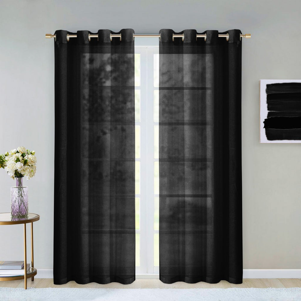 Set of Two 84" Black Solid Modern Window Panels - Homeroots - Flyclothing LLC