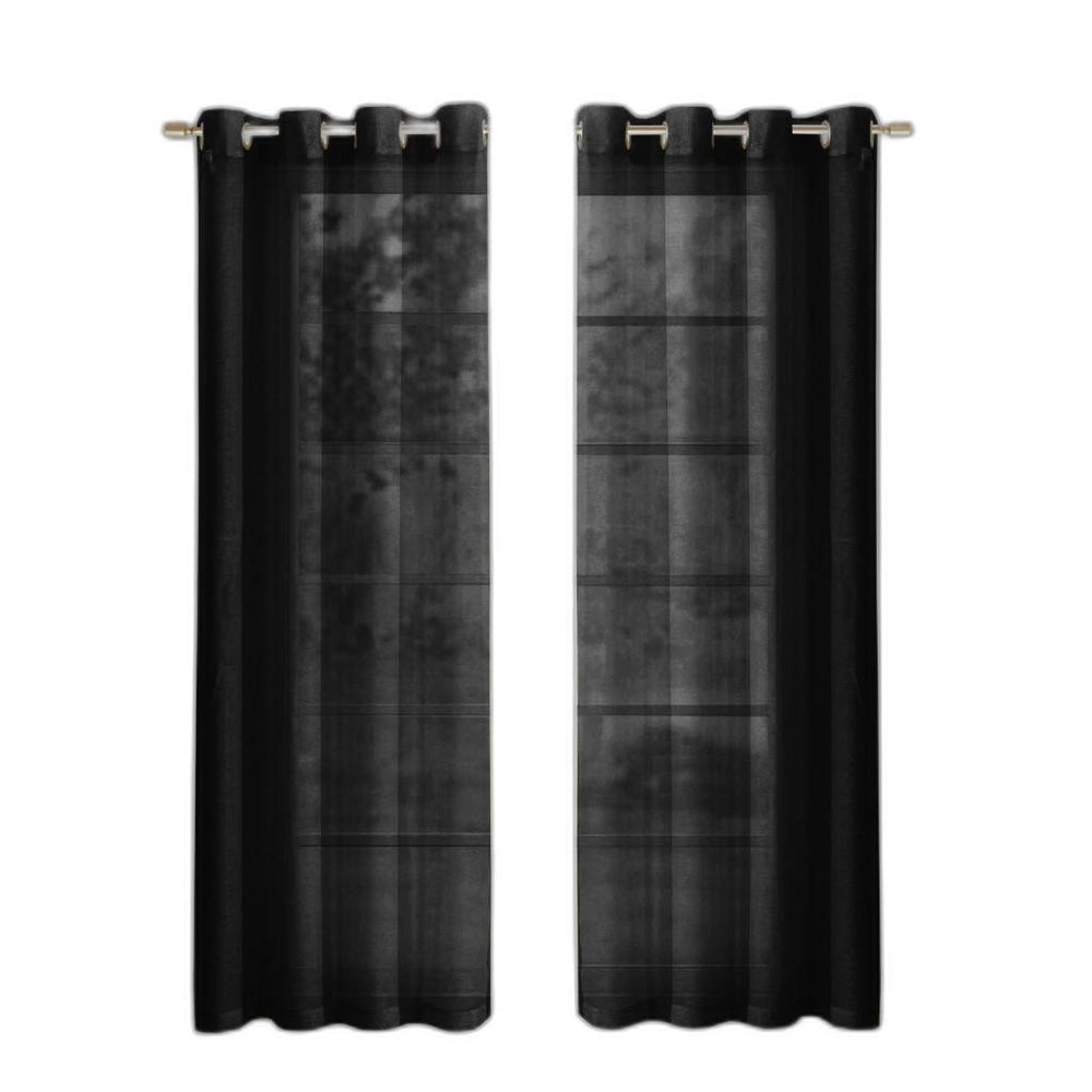 Set of Two 84" Black Solid Modern Window Panels - Homeroots - Flyclothing LLC