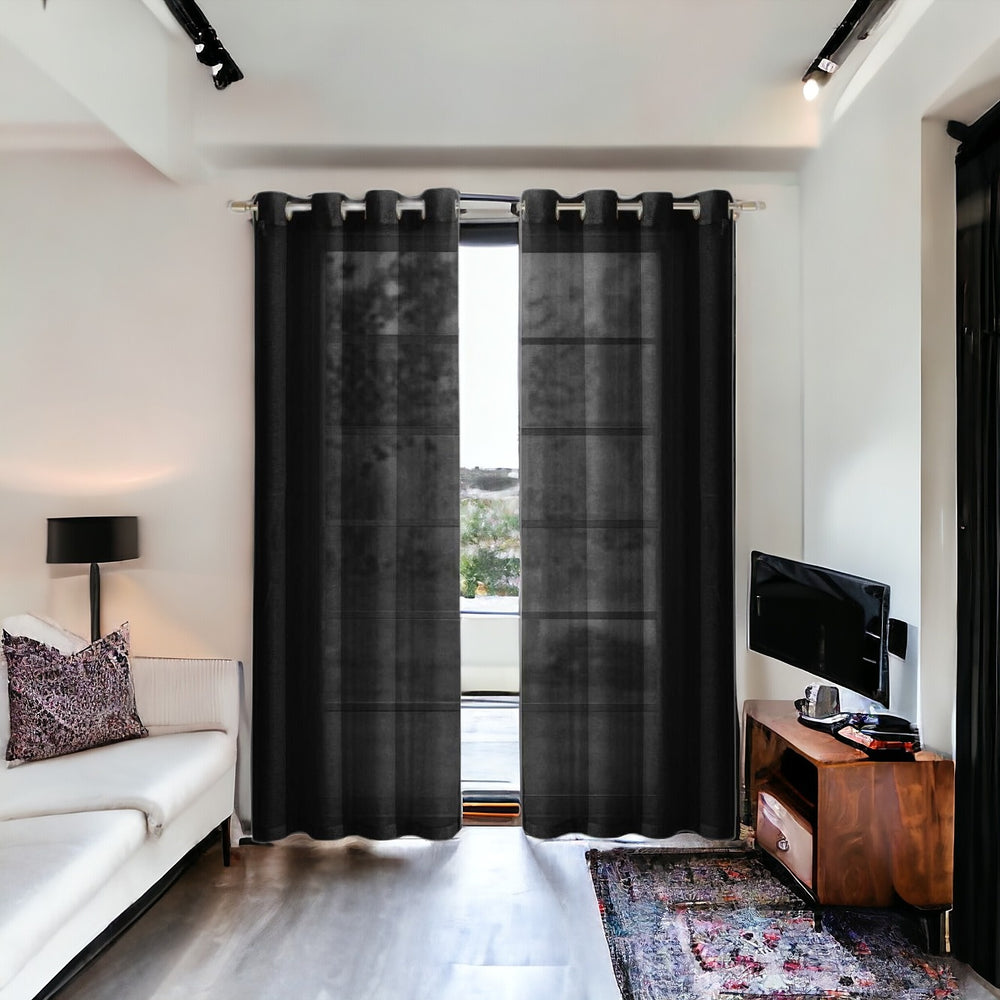 Set of Two 84" Black Solid Modern Window Panels - Homeroots - Flyclothing LLC