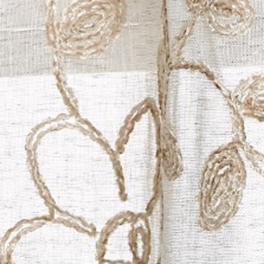 Set of Two 84" Tan Floral Embroidered Window Panels - Homeroots - Flyclothing LLC