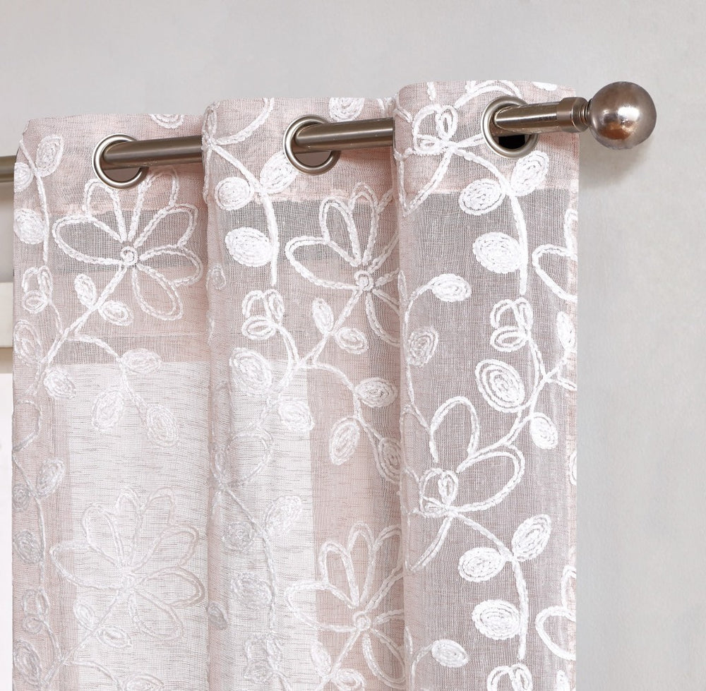 Set of Two 84" Blush Floral Embroidered Window Panels - Homeroots - Flyclothing LLC