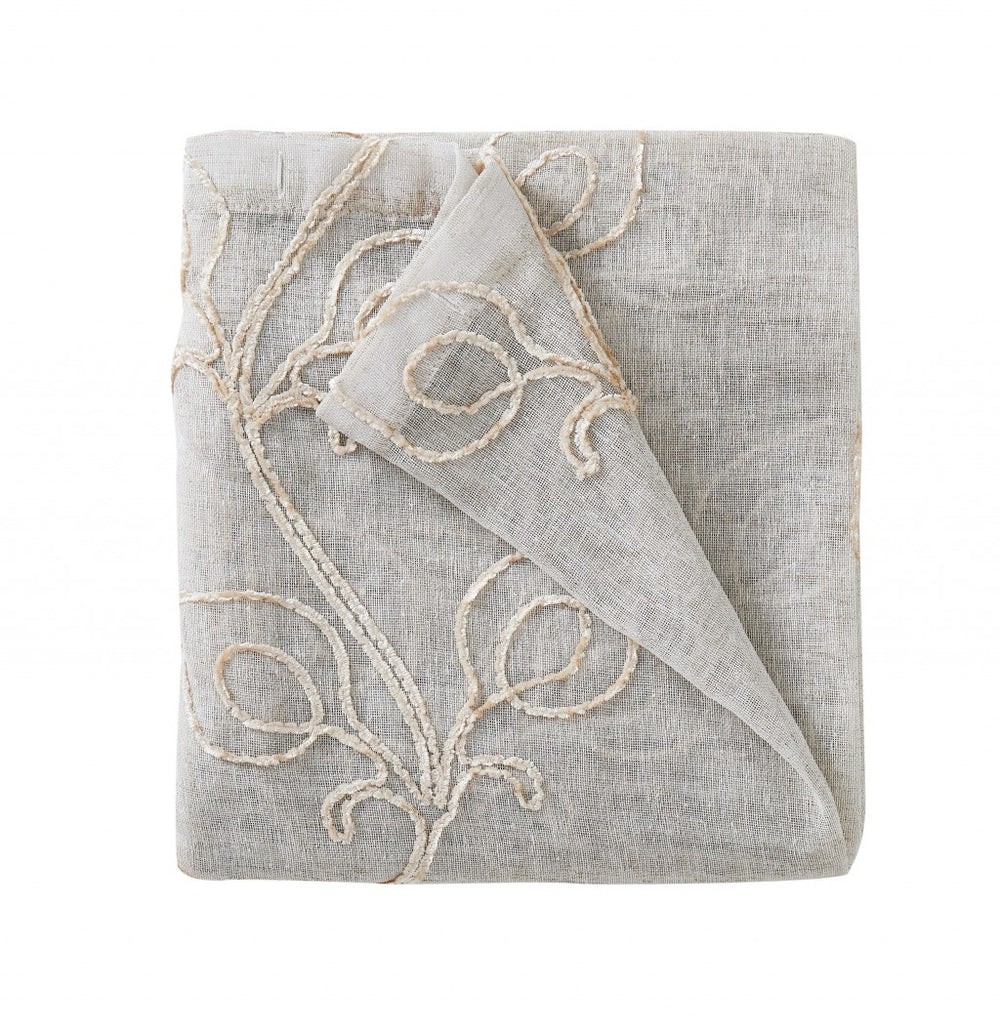 Set of Two 84" Beige Boho Embroidered Window Panels - Homeroots - Flyclothing LLC