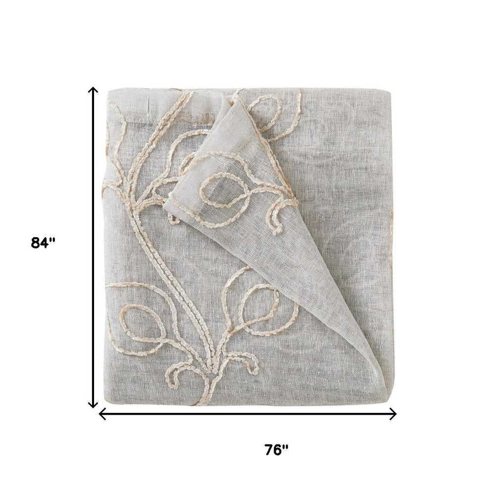 Set of Two 84" Beige Boho Embroidered Window Panels - Homeroots - Flyclothing LLC