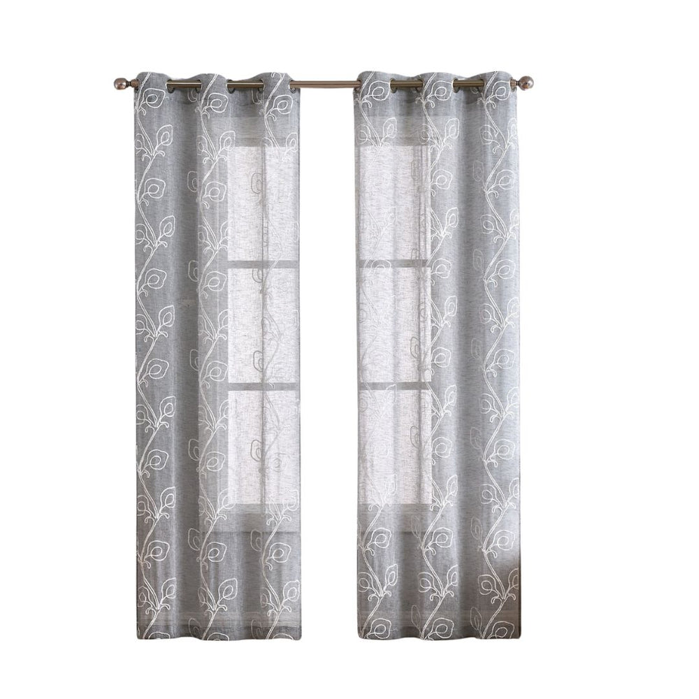 Set of Two 96" Silver Boho Embroidered Window Panels - Homeroots - Flyclothing LLC