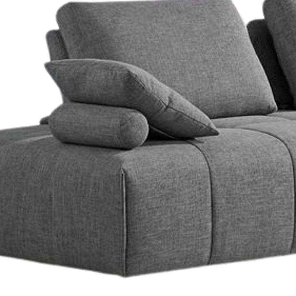 Gray Polyester Modular L Shaped Two Piece Sofa and Chaise Sectional And Toss Pillows - Homeroots - Flyclothing LLC