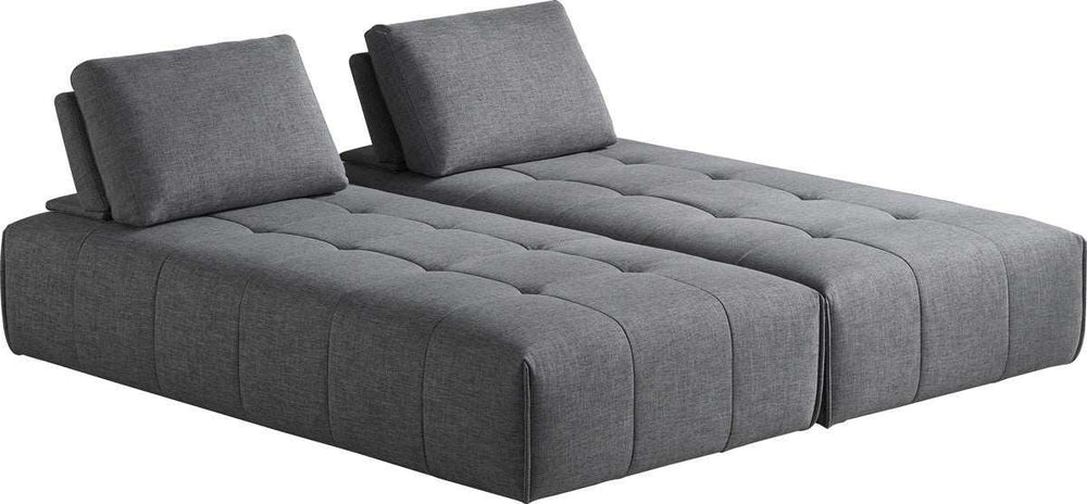 Gray Polyester Modular L Shaped Two Piece Sofa and Chaise Sectional And Toss Pillows - Homeroots - Flyclothing LLC