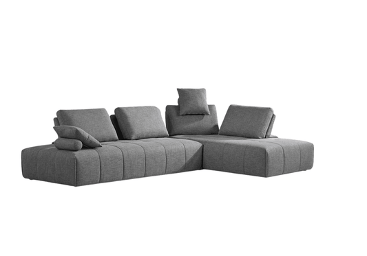 Gray Polyester Modular L Shaped Two Piece Sofa and Chaise Sectional And Toss Pillows - Homeroots - Flyclothing LLC