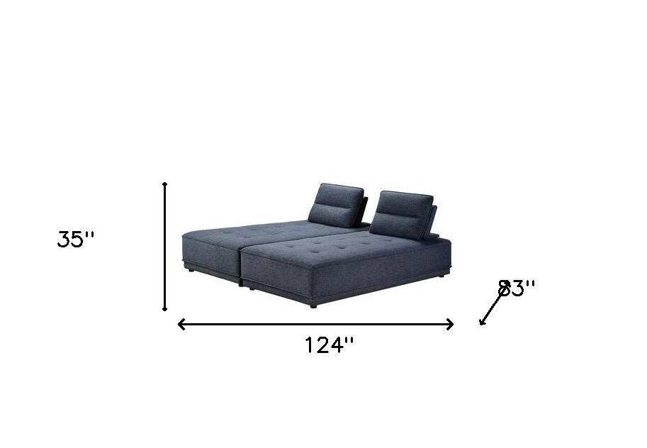 Blue 100% Polyester Stationary L Shaped Two Piece Sofa And Chaise - Homeroots - Flyclothing LLC