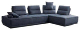 Blue 100% Polyester Stationary L Shaped Two Piece Sofa And Chaise - Homeroots - Flyclothing LLC