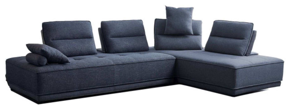 Blue 100% Polyester Stationary L Shaped Two Piece Sofa And Chaise - Homeroots - Flyclothing LLC