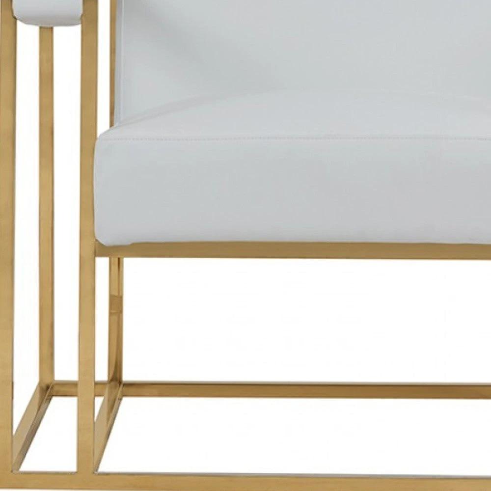 31" White And Gold Faux Leather Lounge Chair - Homeroots