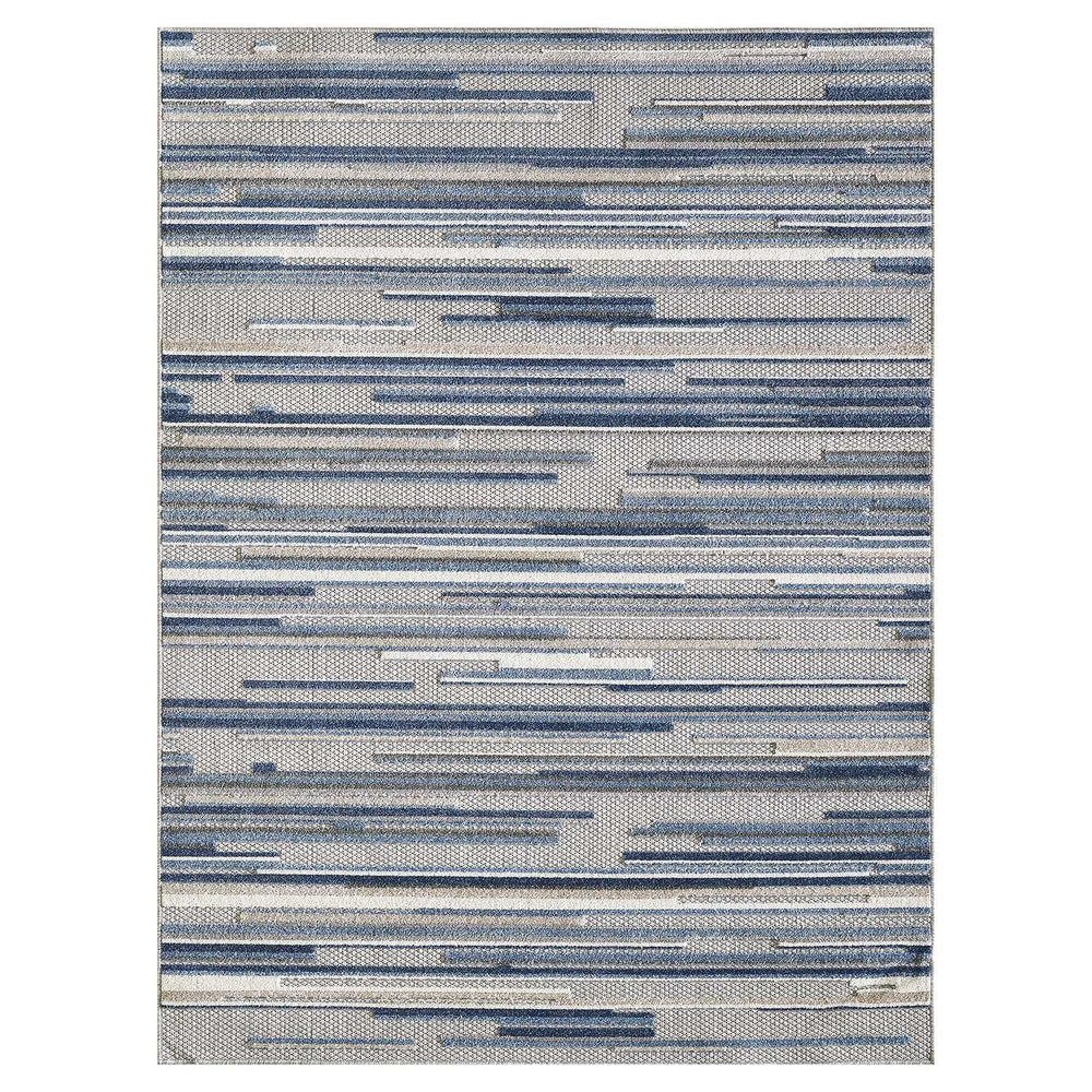 5' X 7' Blue Abstract Stain Resistant Indoor Outdoor Area Rug - Homeroots - Flyclothing LLC
