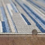 5' X 7' Blue Abstract Stain Resistant Indoor Outdoor Area Rug - Homeroots - Flyclothing LLC