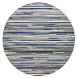 8’ Round Blue Abstract Striped Indoor Outdoor Area Rug - Homeroots - Flyclothing LLC