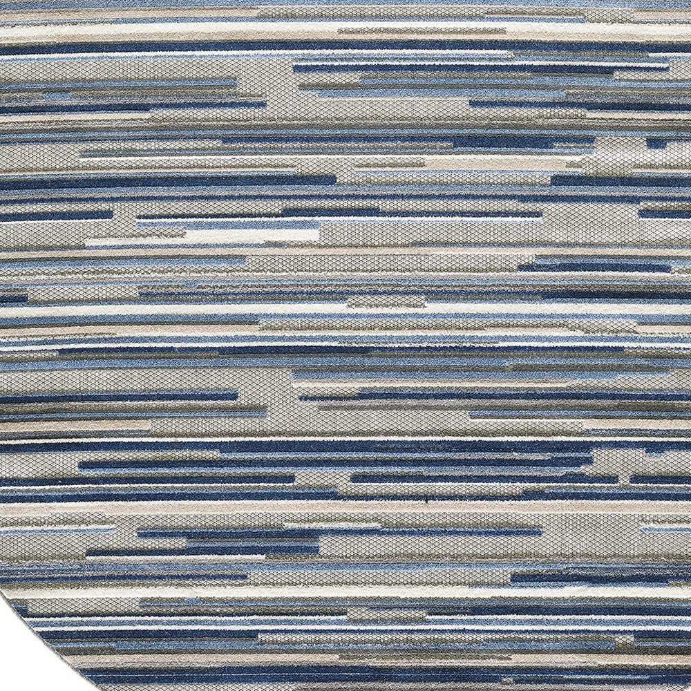 8’ Round Blue Abstract Striped Indoor Outdoor Area Rug - Homeroots - Flyclothing LLC