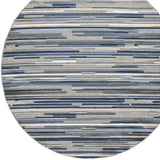 8’ Round Blue Abstract Striped Indoor Outdoor Area Rug - Homeroots - Flyclothing LLC