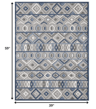 3' X 5' Blue And Gray Abstract Stain Resistant Indoor Outdoor Area Rug - Homeroots - Flyclothing LLC