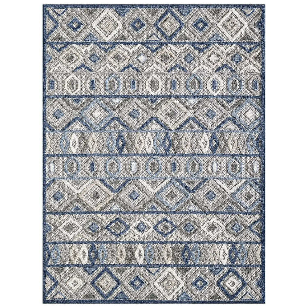 3' X 5' Blue And Gray Abstract Stain Resistant Indoor Outdoor Area Rug - Homeroots - Flyclothing LLC