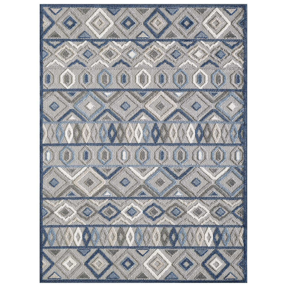 5' X 7' Blue And Gray Abstract Stain Resistant Indoor Outdoor Area Rug - Homeroots - Flyclothing LLC