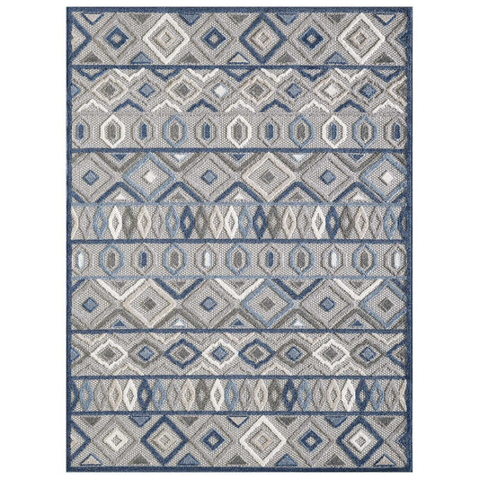 5' X 7' Blue And Gray Abstract Stain Resistant Indoor Outdoor Area Rug - Homeroots - Flyclothing LLC