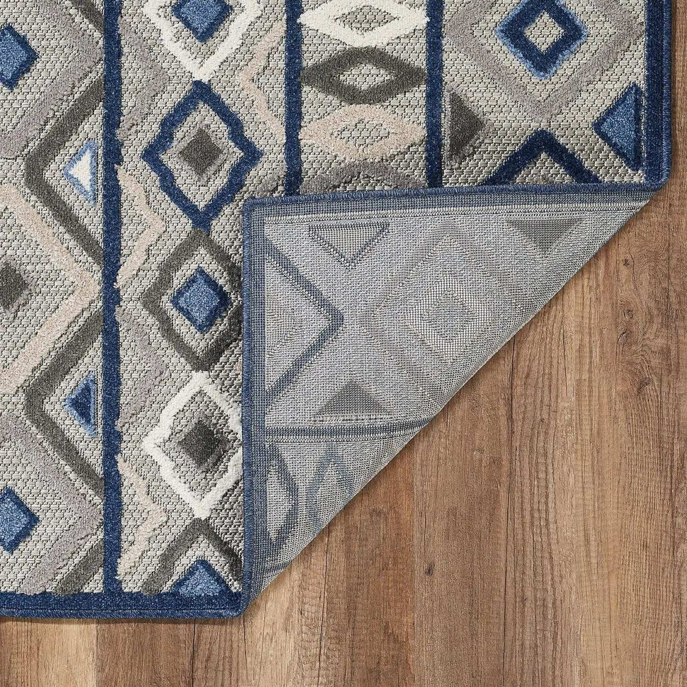 5' X 7' Blue And Gray Abstract Stain Resistant Indoor Outdoor Area Rug - Homeroots - Flyclothing LLC