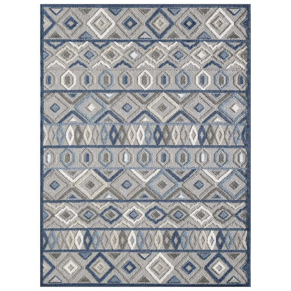 7' X 9' Blue And Gray Abstract Stain Resistant Indoor Outdoor Area Rug - Homeroots - Flyclothing LLC