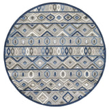 8' Round Blue And Gray Round Abstract Stain Resistant Indoor Outdoor Area Rug - Homeroots - Flyclothing LLC