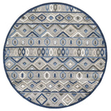8' Round Blue And Gray Round Abstract Stain Resistant Indoor Outdoor Area Rug - Homeroots - Flyclothing LLC