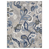 2' X 4' Blue Gray Jacobean Floral Indoor Outdoor Area Rug - Homeroots - Flyclothing LLC