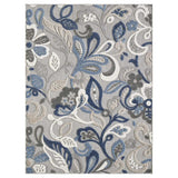5' X 7' Blue And Gray Floral Stain Resistant Indoor Outdoor Area Rug - Homeroots - Flyclothing LLC