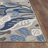 5' X 7' Blue And Gray Floral Stain Resistant Indoor Outdoor Area Rug - Homeroots - Flyclothing LLC