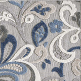 5' X 7' Blue And Gray Floral Stain Resistant Indoor Outdoor Area Rug - Homeroots - Flyclothing LLC