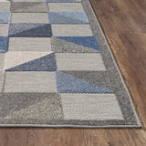 2' X 4' Blue And Gray Geometric Stain Resistant Indoor Outdoor Area Rug - Homeroots - Flyclothing LLC
