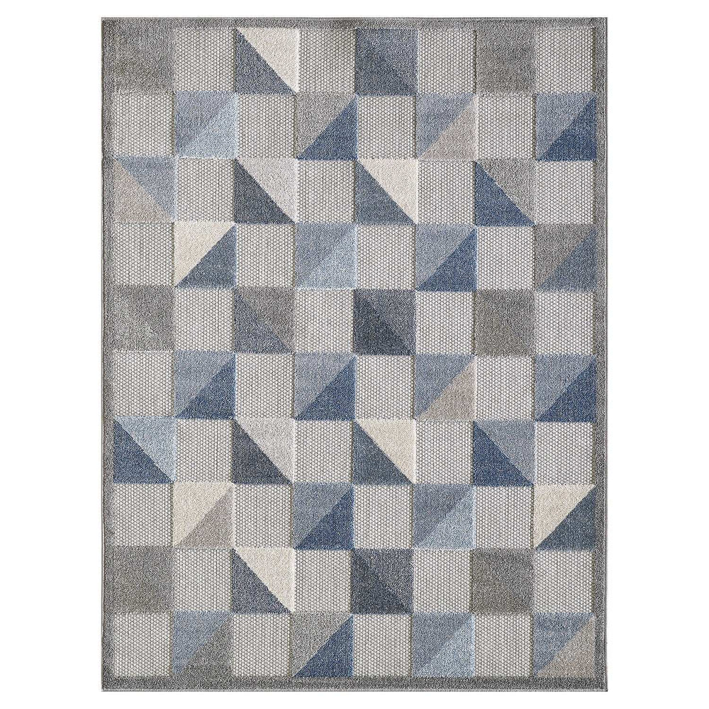 3' X 5' Blue And Gray Geometric Stain Resistant Indoor Outdoor Area Rug - Homeroots - Flyclothing LLC