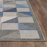3' X 5' Blue And Gray Geometric Stain Resistant Indoor Outdoor Area Rug - Homeroots - Flyclothing LLC