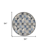 8' Round Blue And Gray Round Geometric Stain Resistant Indoor Outdoor Area Rug - Homeroots - Flyclothing LLC