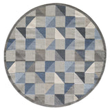 8' Round Blue And Gray Round Geometric Stain Resistant Indoor Outdoor Area Rug - Homeroots - Flyclothing LLC