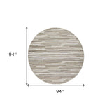 8' Round Gray Round Abstract Stain Resistant Indoor Outdoor Area Rug - Homeroots - Flyclothing LLC