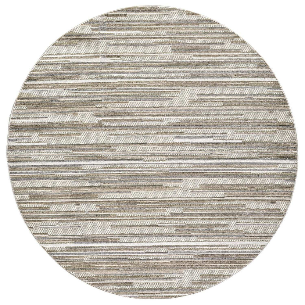 8' Round Gray Round Abstract Stain Resistant Indoor Outdoor Area Rug - Homeroots - Flyclothing LLC