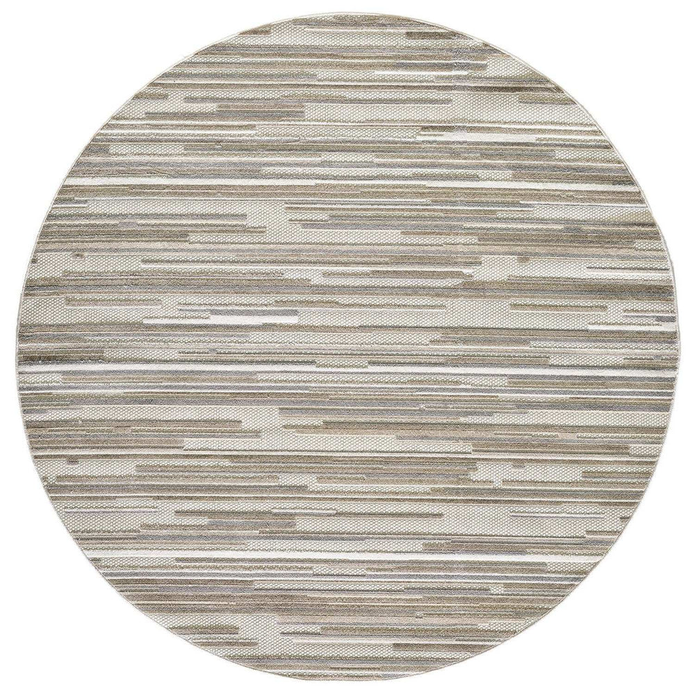 8' Round Gray Round Abstract Stain Resistant Indoor Outdoor Area Rug - Homeroots - Flyclothing LLC