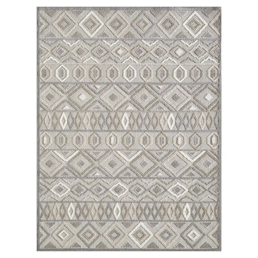 2' X 4' Gray And Ivory Southwestern Stain Resistant Indoor Outdoor Area Rug - Homeroots - Flyclothing LLC