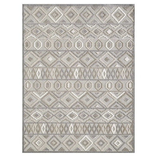 2' X 4' Gray And Ivory Southwestern Stain Resistant Indoor Outdoor Area Rug - Homeroots - Flyclothing LLC