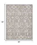 3' X 5' Gray and Ivory Southwestern Stain Resistant Indoor Outdoor Area Rug - Homeroots - Flyclothing LLC