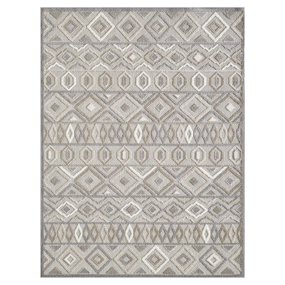 5' X 7' Gray And Ivory Southwestern Stain Resistant Indoor Outdoor Area Rug - Homeroots - Flyclothing LLC