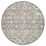 8' Round Gray And Ivory Round Southwestern Stain Resistant Indoor Outdoor Area Rug - Homeroots - Flyclothing LLC
