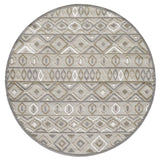8' Round Gray And Ivory Round Southwestern Stain Resistant Indoor Outdoor Area Rug - Homeroots - Flyclothing LLC