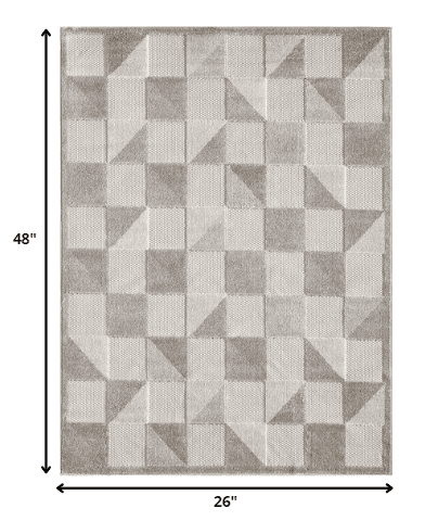 2' X 4' Gray Geometric Stain Resistant Indoor Outdoor Area Rug - Homeroots - Flyclothing LLC