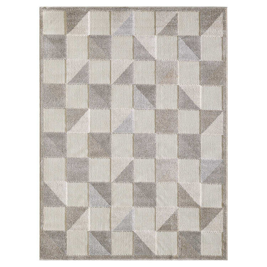 2' X 4' Gray Geometric Stain Resistant Indoor Outdoor Area Rug - Homeroots - Flyclothing LLC