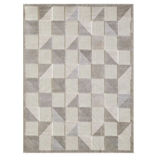 7' X 9' Gray Geometric Stain Resistant Indoor Outdoor Area Rug - Homeroots - Flyclothing LLC